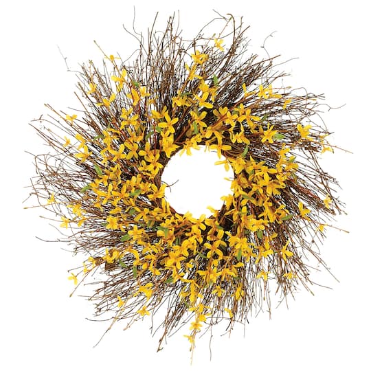 24&#x22; Yellow Forysthia Wreath